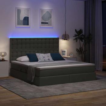 Bett mit LED-Lichtleisten Dunkelgrau 160 x 200 cm Stoff