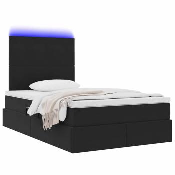 Bett mit LED-Lichtleisten Schwarz 120 x 200 cm Samt