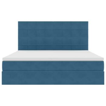 Bett mit LED-Lichtleisten Dunkelblau 160 x 200 cm Samt