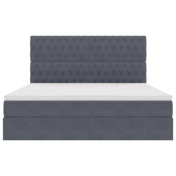 Bett mit LED-Lichtleisten Dunkelgrau 160 x 200 cm Samt