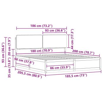 Bettgestell mit gepolstertem Kopfteil Hellgrau 180 x 200 cm