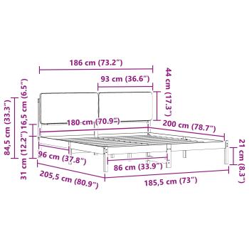 Bettgestell mit gepolstertem Kopfteil Hellgrau 180 x 200 cm