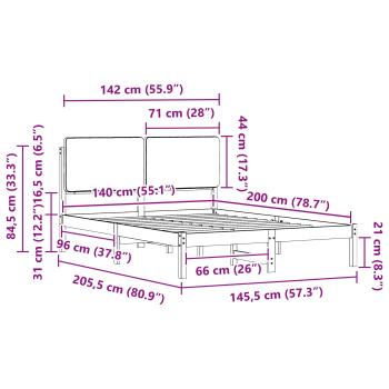 Bettgestell mit gepolstertem Kopfteil Hellgrau 140 x 200 cm
