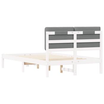 Bettgestell mit gepolstertem Kopfteil Hellgrau 135 x 190 cm