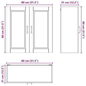 Küchenwandschrank mit Regal Weiß 80 x 31 x 80 cm Holzwerkstoff