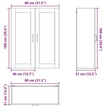 Küchenwandschrank mit Regal Geräucherte Eiche 80 x 31 x 100 cm