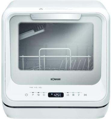 ARDEBO.de Bomann TSG 5704 Tischgeschirrspüler, 42 cm breit, 2 Maßgedecke, 6 Spülprogramme, Innenbeleuchtung, Startzeitvorwahl, weiß