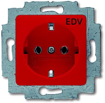 ARDEBO.de Busch-Jaeger 20 EUC/DV-917 SCHUKO Steckdosen-Einsatz mit Aufdruck "EDV", Busch-balance Si, rot (2CKA002011A6236)