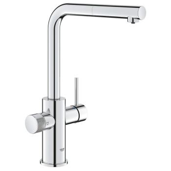 ARDEBO.de GROHE Blue Pure Minta Einhand-Spültischbatterie, Einzelarmatur, L-Auslauf, herausziehbarer Mousseurauslauf, chrom (30590000)