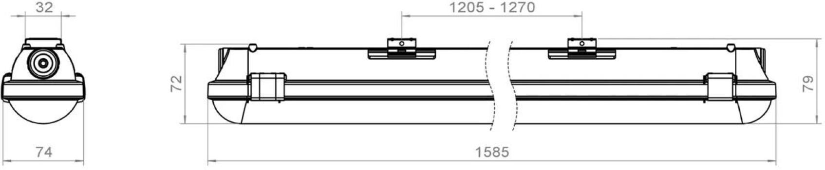 Pracht LUNA ECO Wannenleuchte, LED, 1x24-39W, 120°, 4000K, 3800-6000lm, Länge 1585mm, PCO, weiß (5221015)