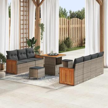 ARDEBO.de - Garten-Sofa-Set mit Kissen mit Speicher 10 pcs Grau