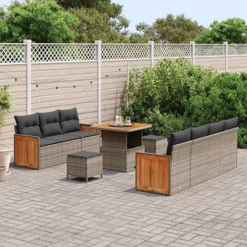Garten-Sofa-Set mit Kissen mit Speicher 10 pcs Grau