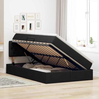 LED-Speicherbett mit Matratze Schwarz 120 x 200 cm Stoff