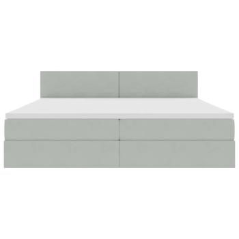 Bett mit LED-Lichtleisten Hellgrau 200 x 200 cm Samt