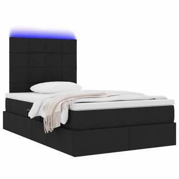 Bett mit LED-Lichtleisten Schwarz 120 x 200 cm Stoff