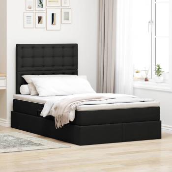 ARDEBO.de - Bett mit LED-Lichtleisten Schwarz 120 x 200 cm Stoff