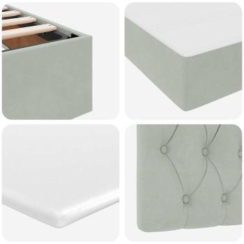 Bett mit LED-Lichtleisten Hellgrau 200 x 200 cm Samt