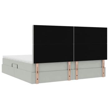 Bett mit LED-Lichtleisten Hellgrau 200 x 200 cm Samt