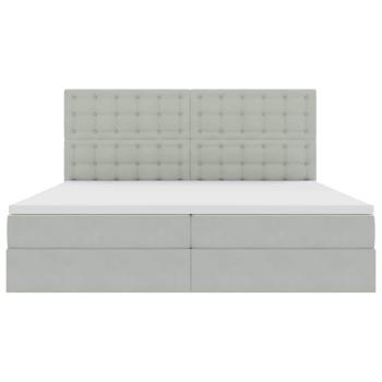 Bett mit LED-Lichtleisten Hellgrau 200 x 200 cm Samt