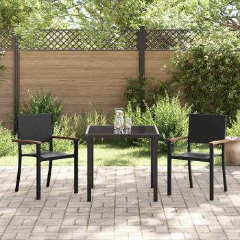 ARDEBO.de - Garten Essgruppe 3 pcs Schwarz Poly Rattan