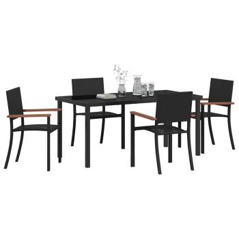 Garten Essgruppe 5 pcs Schwarz Poly Rattan