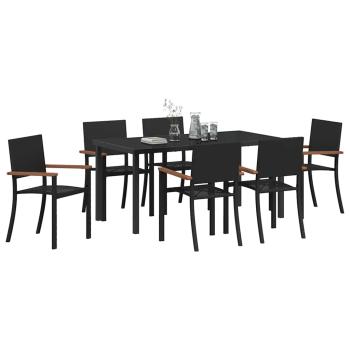 Garten Essgruppe 7 pcs Schwarz Poly Rattan