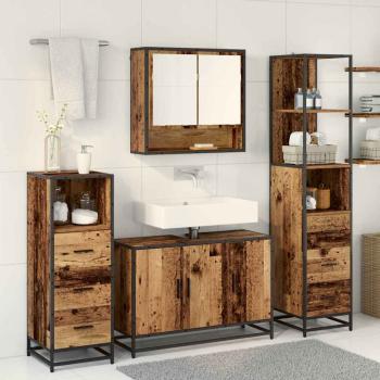 Badezimmermöbel-Set mit Schubladen 3 pcs Altholz Holzwerkstoff
