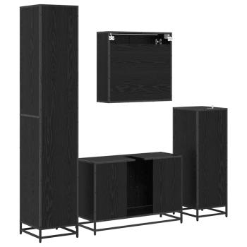 Badezimmermöbel-Set 4 pcs Schwarz Eichen-Optik Holzwerkstoff