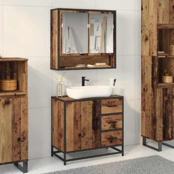 ARDEBO.de - Badezimmermöbel-Set mit Schubladen 2 pcs Altholz Holzwerkstoff