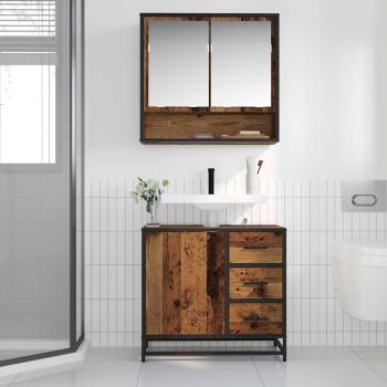Badezimmermöbel-Set mit Schubladen 2 pcs Altholz Holzwerkstoff