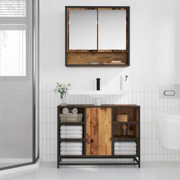 Badezimmermöbel-Set mit Regal 2 pcs Altholz Holzwerkstoff