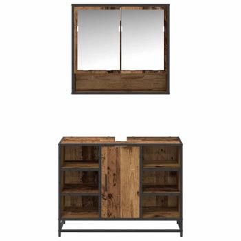Badezimmermöbel-Set mit Regal 2 pcs Altholz Holzwerkstoff
