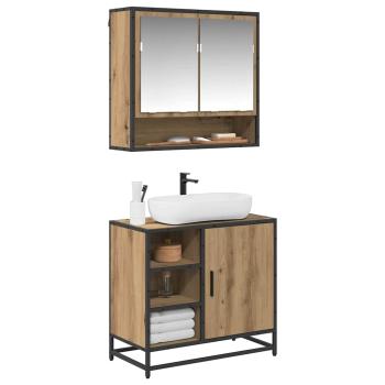 Badezimmermöbel-Set mit Regal 2 pcs Artisan-Eiche Holzwerkstoff