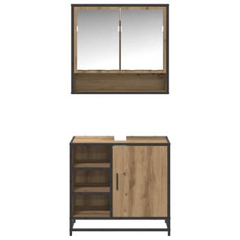 Badezimmermöbel-Set mit Regal 2 pcs Artisan-Eiche Holzwerkstoff