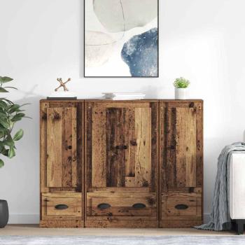 ARDEBO.de - Highboard mit Schubladen 3 pcs Altholz Holzwerkstoff