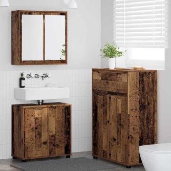 ARDEBO.de - Badezimmermöbel-Set mit Schubladen 3 pcs Altholz Holzwerkstoff