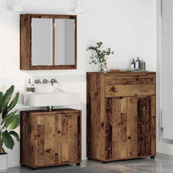 Badezimmermöbel-Set mit Schubladen 3 pcs Altholz Holzwerkstoff