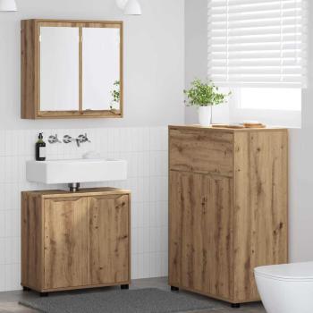 ARDEBO.de - Badezimmermöbel-Set mit Regal 3 pcs Artisan-Eiche Holzwerkstoff