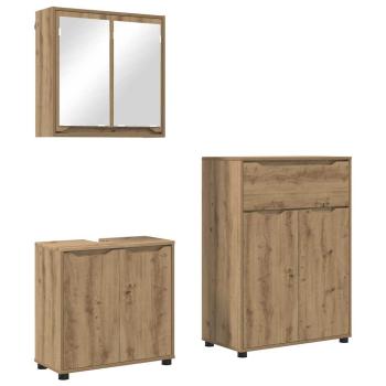 Badezimmermöbel-Set mit Regal 3 pcs Artisan-Eiche Holzwerkstoff