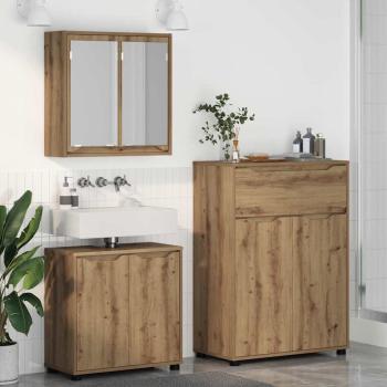 Badezimmermöbel-Set mit Regal 3 pcs Artisan-Eiche Holzwerkstoff