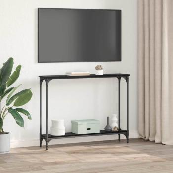 Konsolentisch mit Regal Schwarz Eichen-Optik 102 x 23 x 15.5 cm