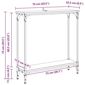 Konsolentisch mit Regal Altholz 75 x 22,5 x 75 cm Holzwerkstoff