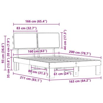 Bettgestell mit gepolstertem Kopfteil Dunkelgrau 160 x 200 cm