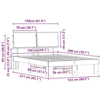 Bettgestell mit gepolstertem Kopfteil Hellgrau 150 x 200 cm