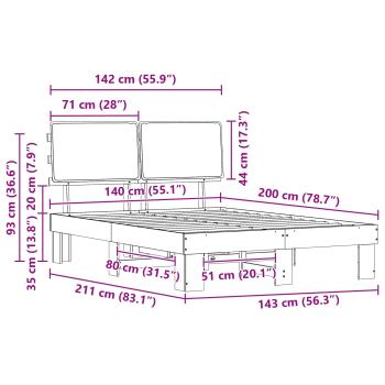 Bettgestell mit gepolstertem Kopfteil Dunkelgrau 140 x 200 cm