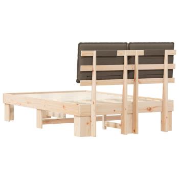 ARDEBO.de - Bettgestell mit gepolstertem Kopfteil Taupe 120 x 200 cm