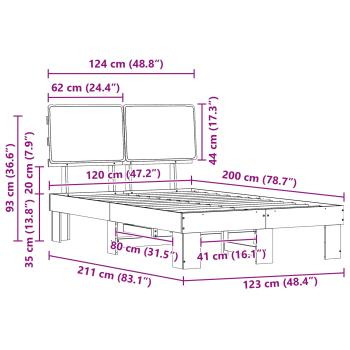 Bettgestell mit gepolstertem Kopfteil Hellgrau 120 x 200 cm