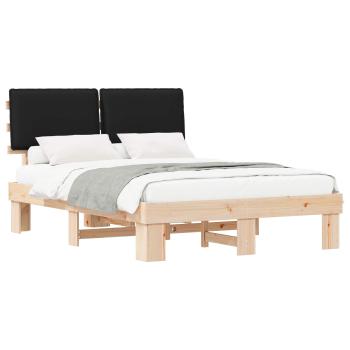 Bettgestell mit gepolstertem Kopfteil Schwarz 140 x 190 cm