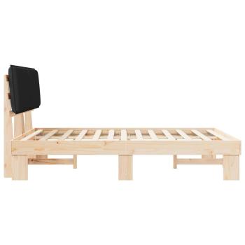 Bettgestell mit gepolstertem Kopfteil Schwarz 140 x 190 cm