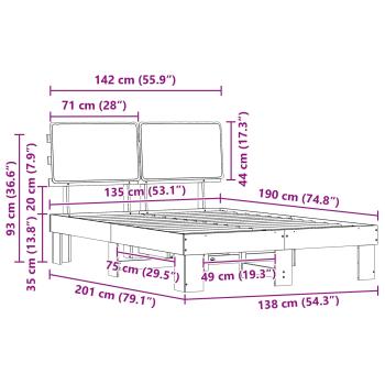 Bettgestell mit gepolstertem Kopfteil Hellgrau 135 x 190 cm